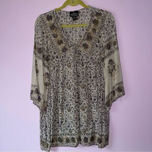Angie Size S Boho Tunic Top Babydoll Whimsical Floral Fairy